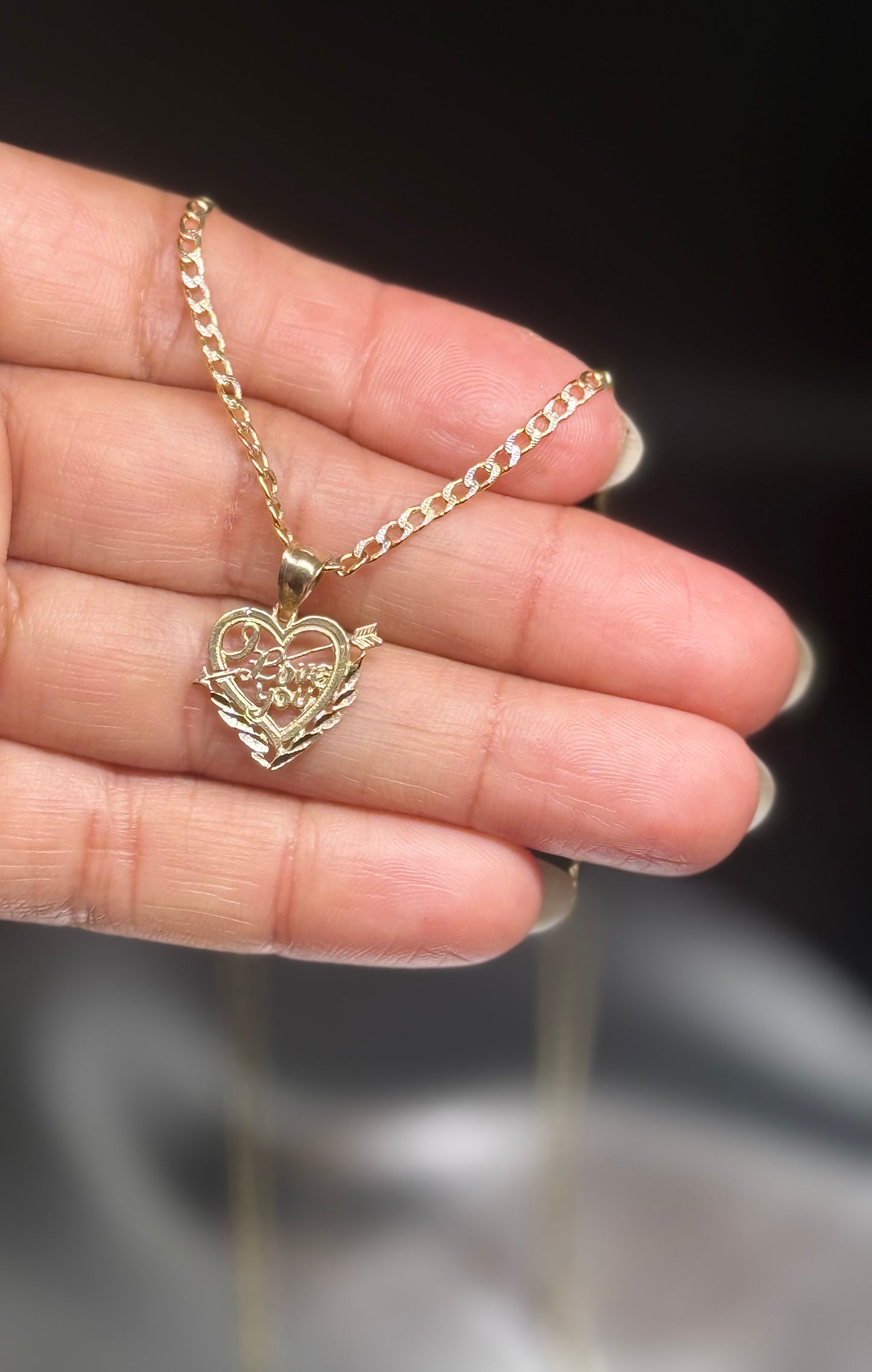 14K Gold “I Love You” Heart Pendant Necklace