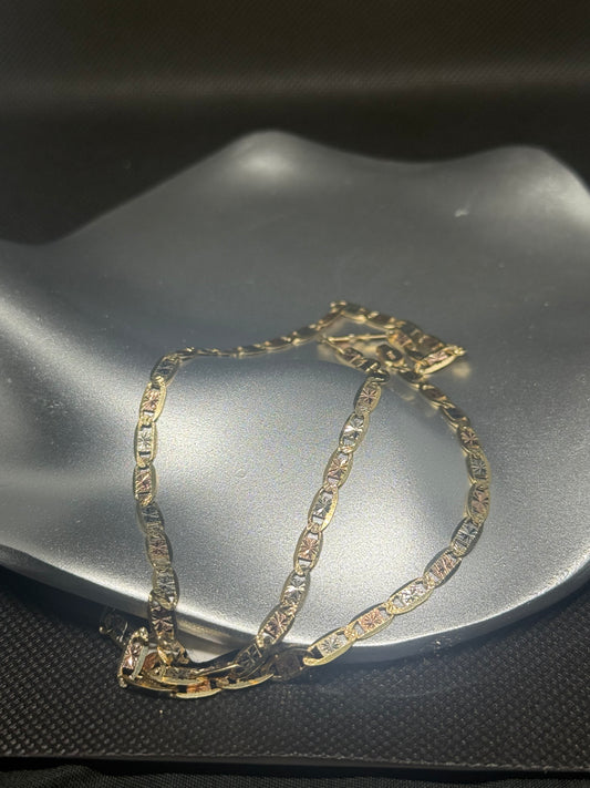 14K Tricolor Diamond-Cut Chain – 20”