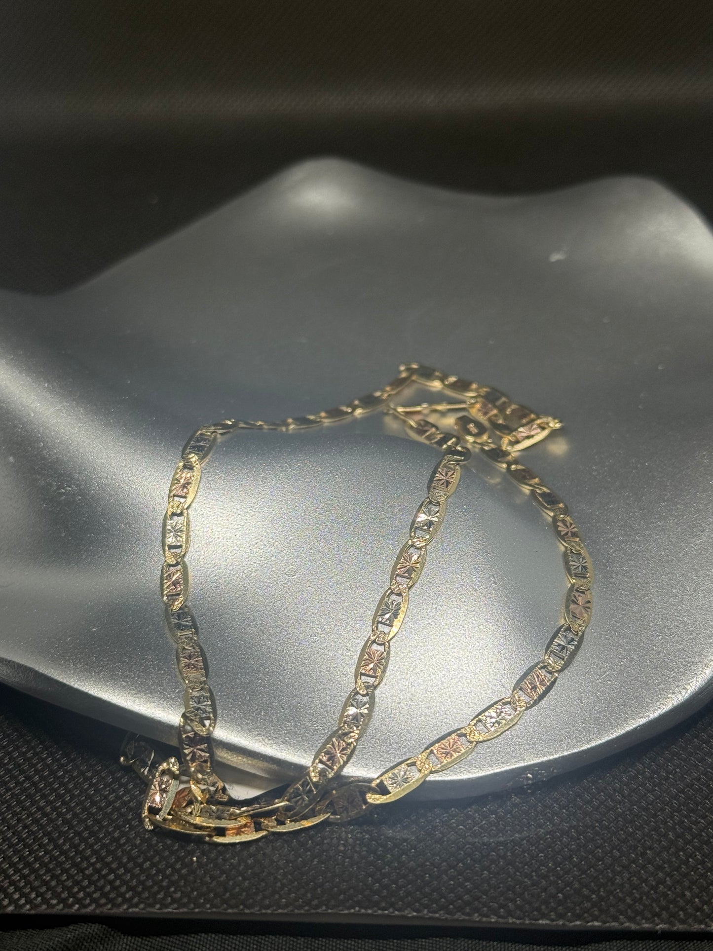 14K Tricolor Diamond-Cut Chain – 20”