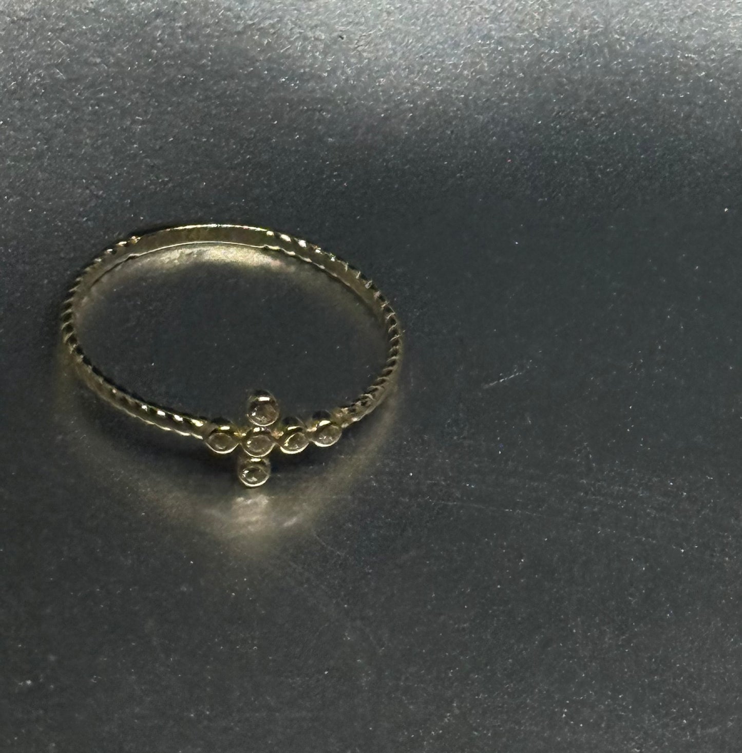 14K Dainty Cross Ring