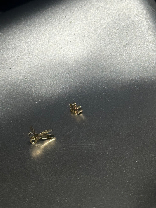 14K Gold Mini Scissors Studs