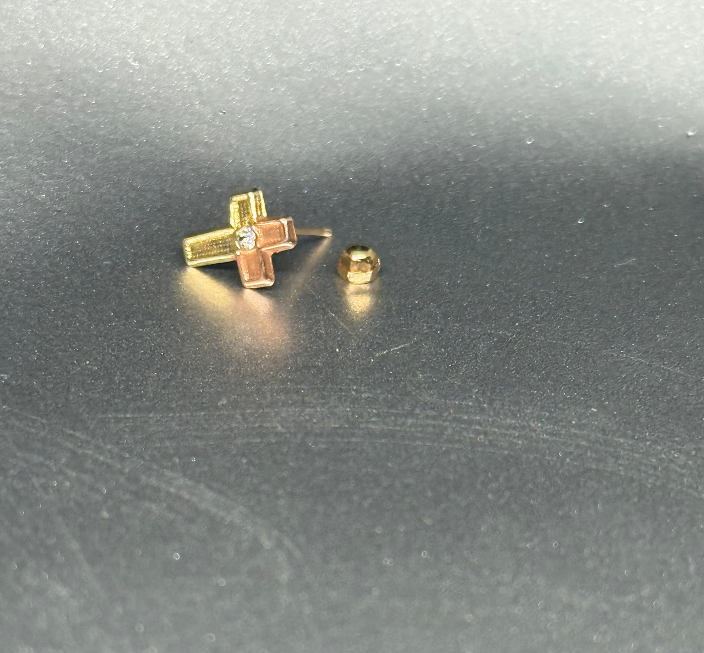 14K Two-Tone Cross Studs