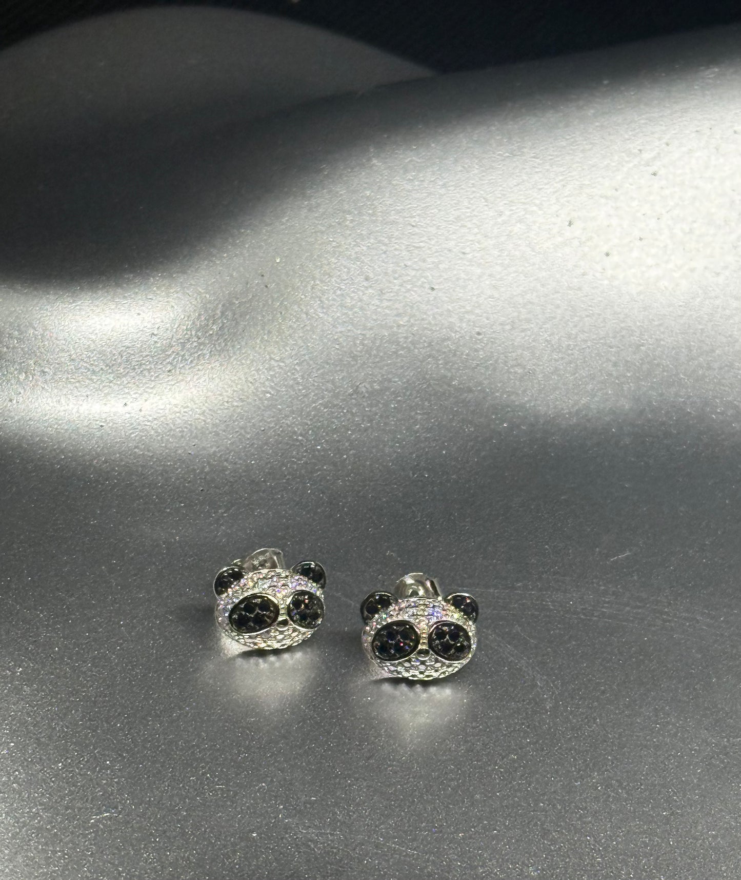 Sterling Silver Panda Stud Earrings