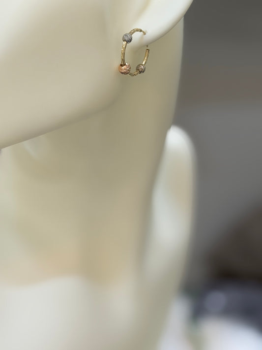 14K Tri-Color Gold Hoop Earrings