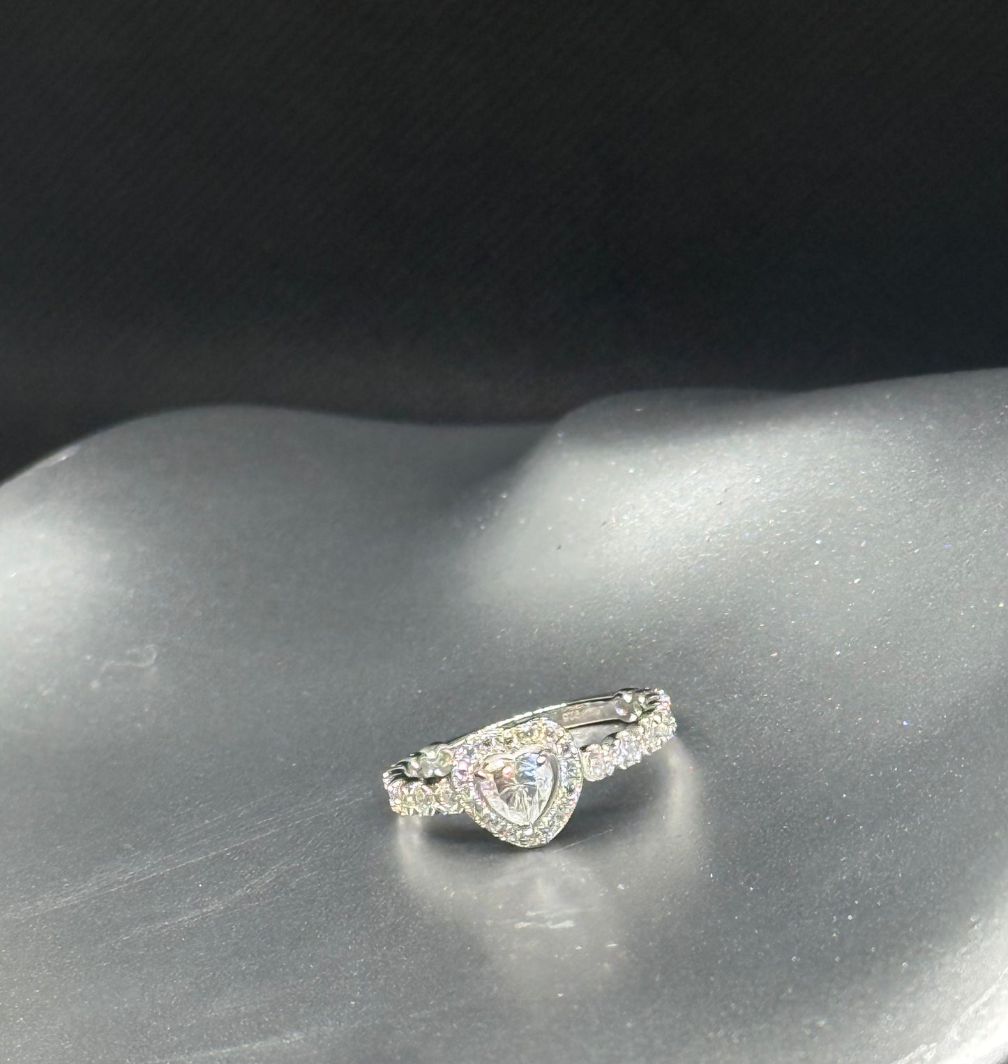 Moissanite Sterling Silver Heart Ring