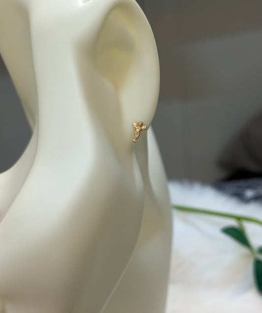 14K Gold Guardian Angel Stud Earrings