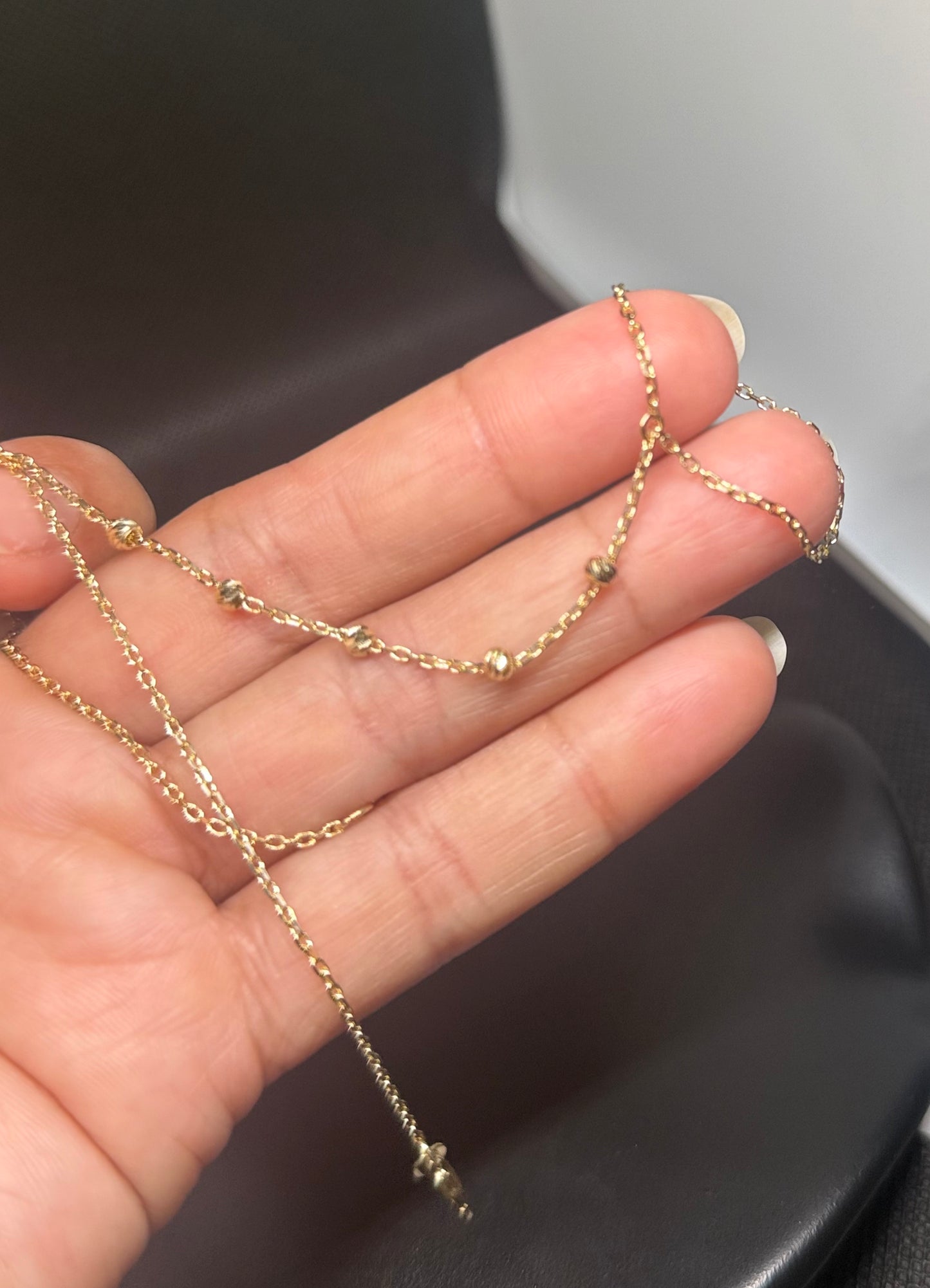14K Gold Beaded Hand Chain