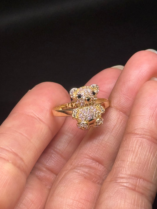 14K Gold Teddy Bear Ring