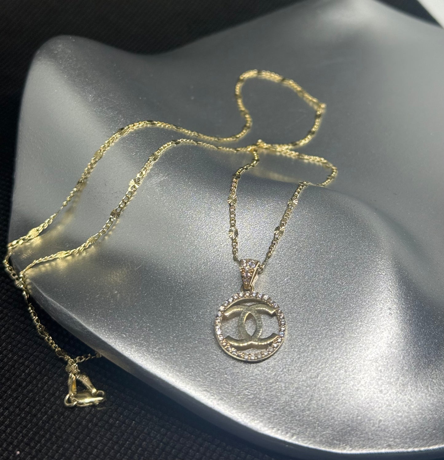 14K Gold Luxury Double-C Circle Necklace