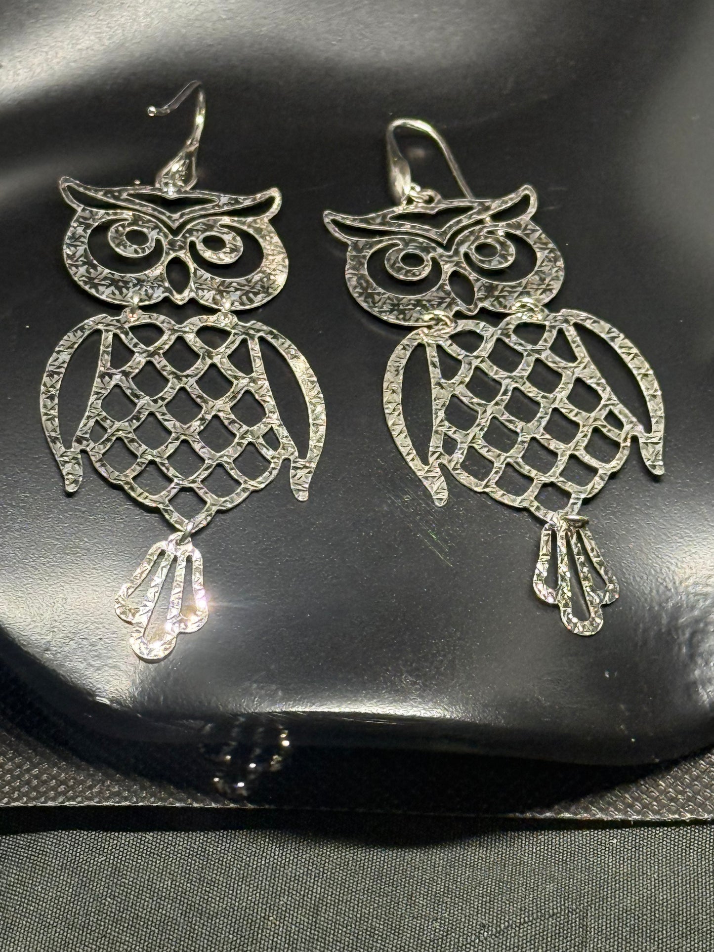 Silver Owl Statement Earrings