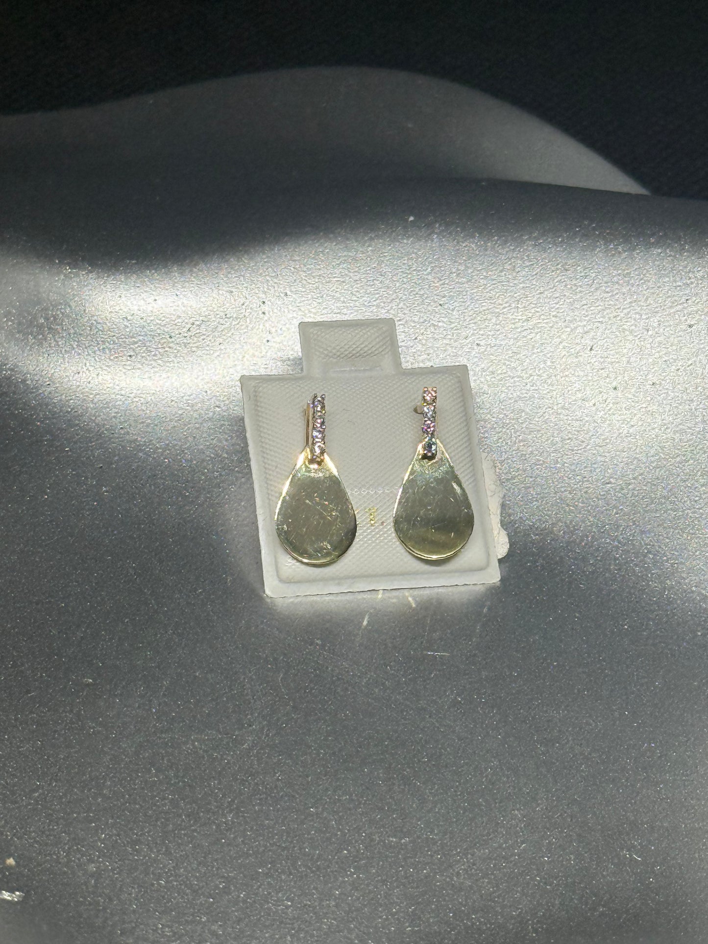 14K Gold Teardrop Shine Earrings — Pink CZ Accent