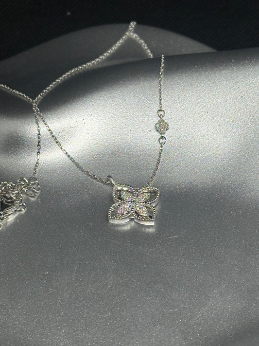 Sterling Silver Pavé Butterfly Necklace