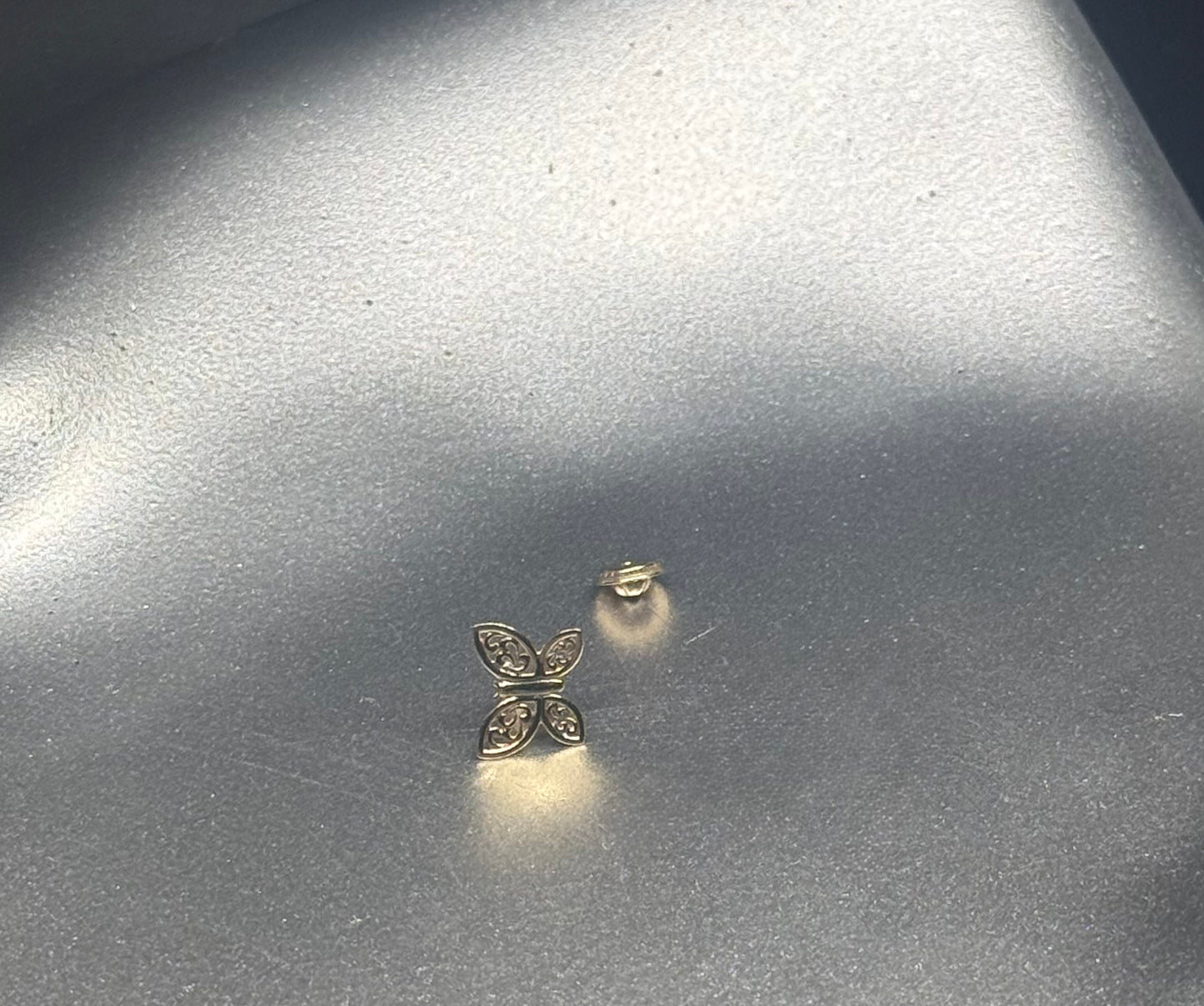 14K Gold Filigree Butterfly Stud Earrings