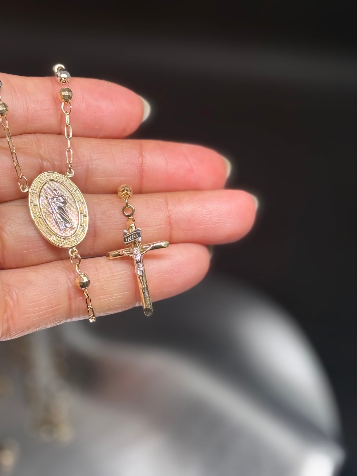 14K Gold Rosary Necklace