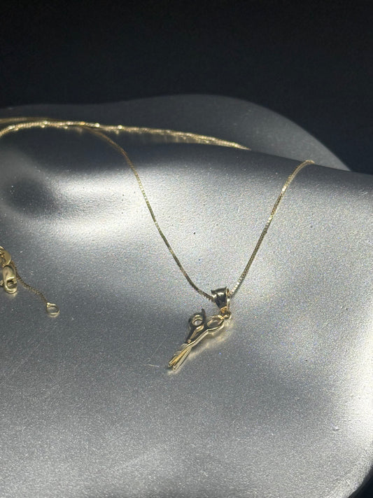 14K Gold Barber Scissors Necklace