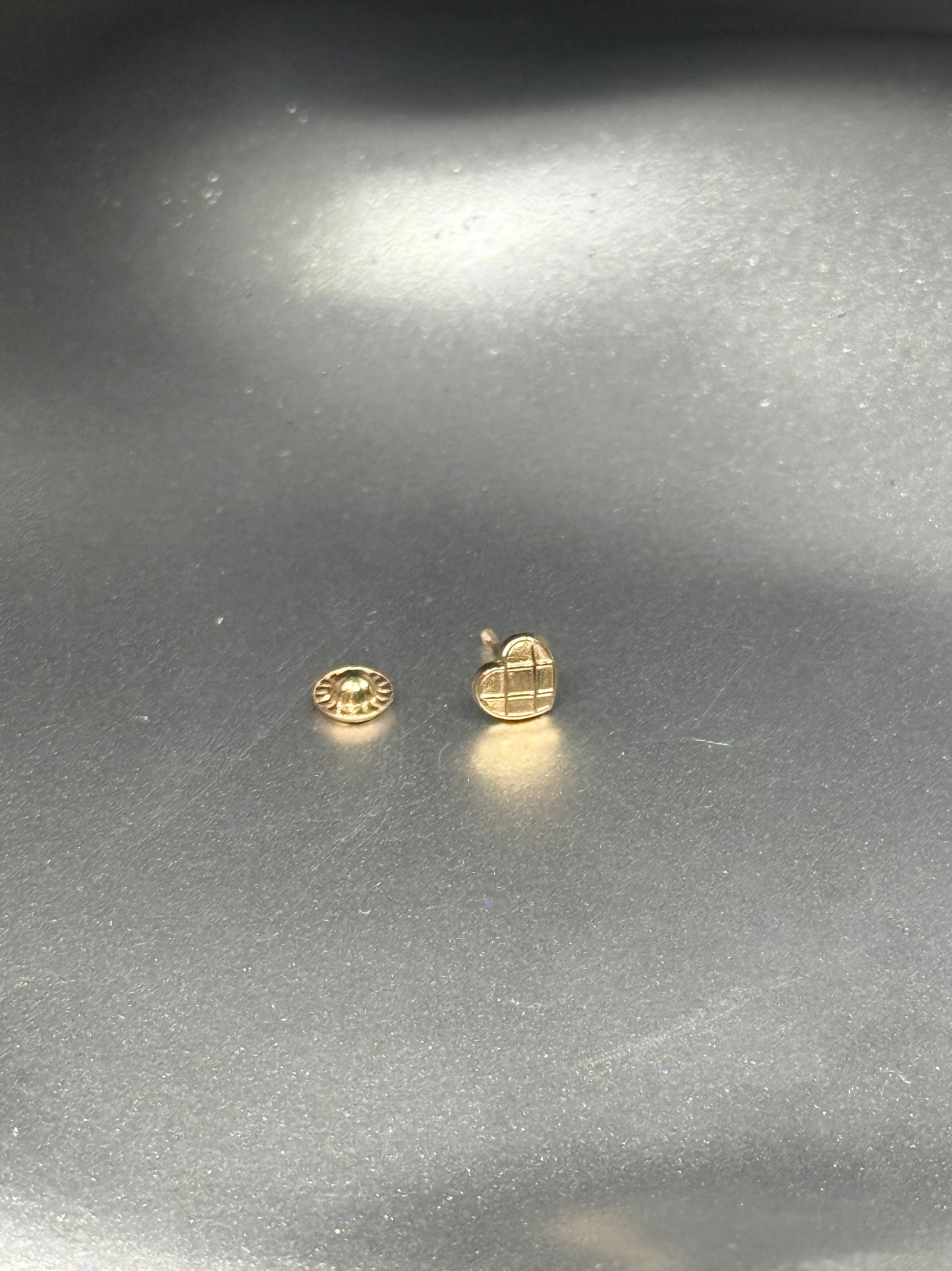 14K Gold Checkered Heart Studs – Sweet, Shine & Purpose