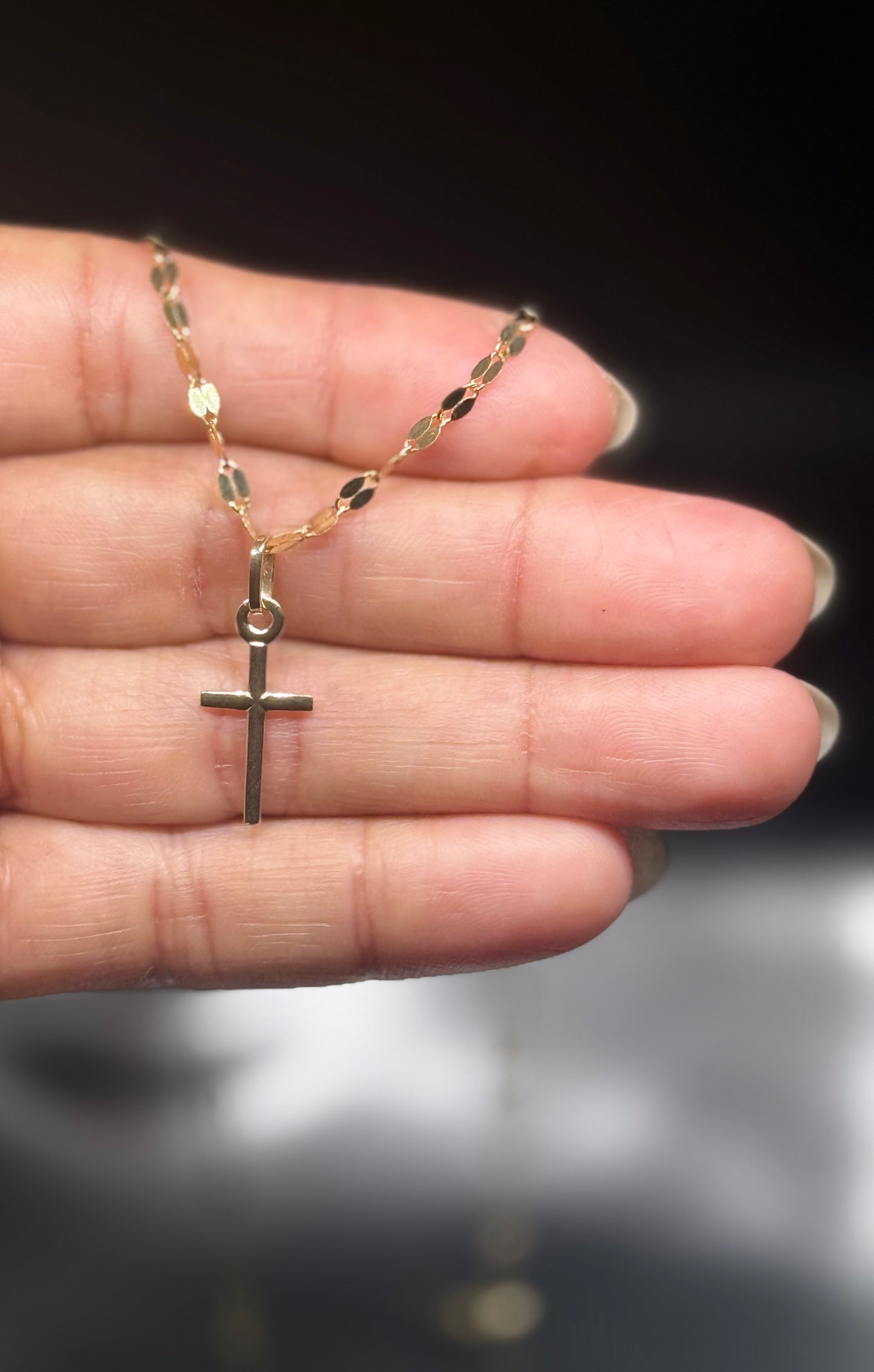 14K Gold Mini Cross Pendant Necklace