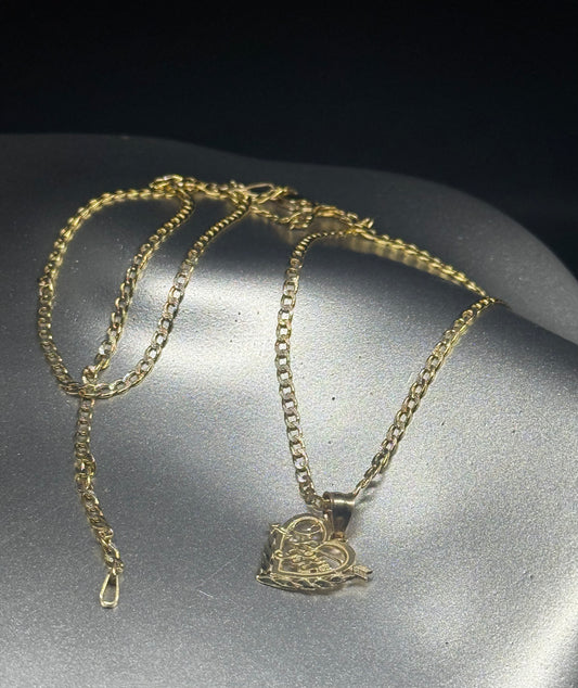 14K Gold “I Love You” Heart Pendant Necklace