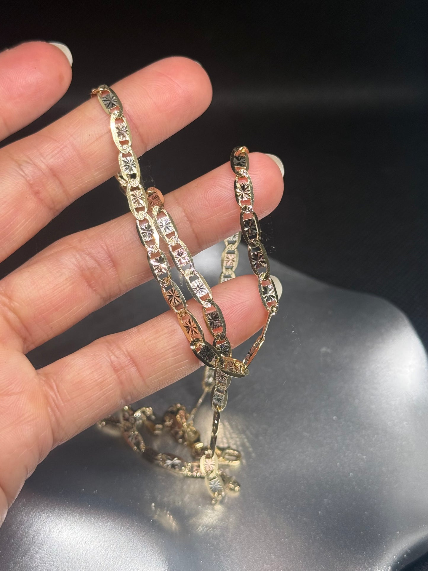 14K Tricolor Diamond-Cut Chain – 20”