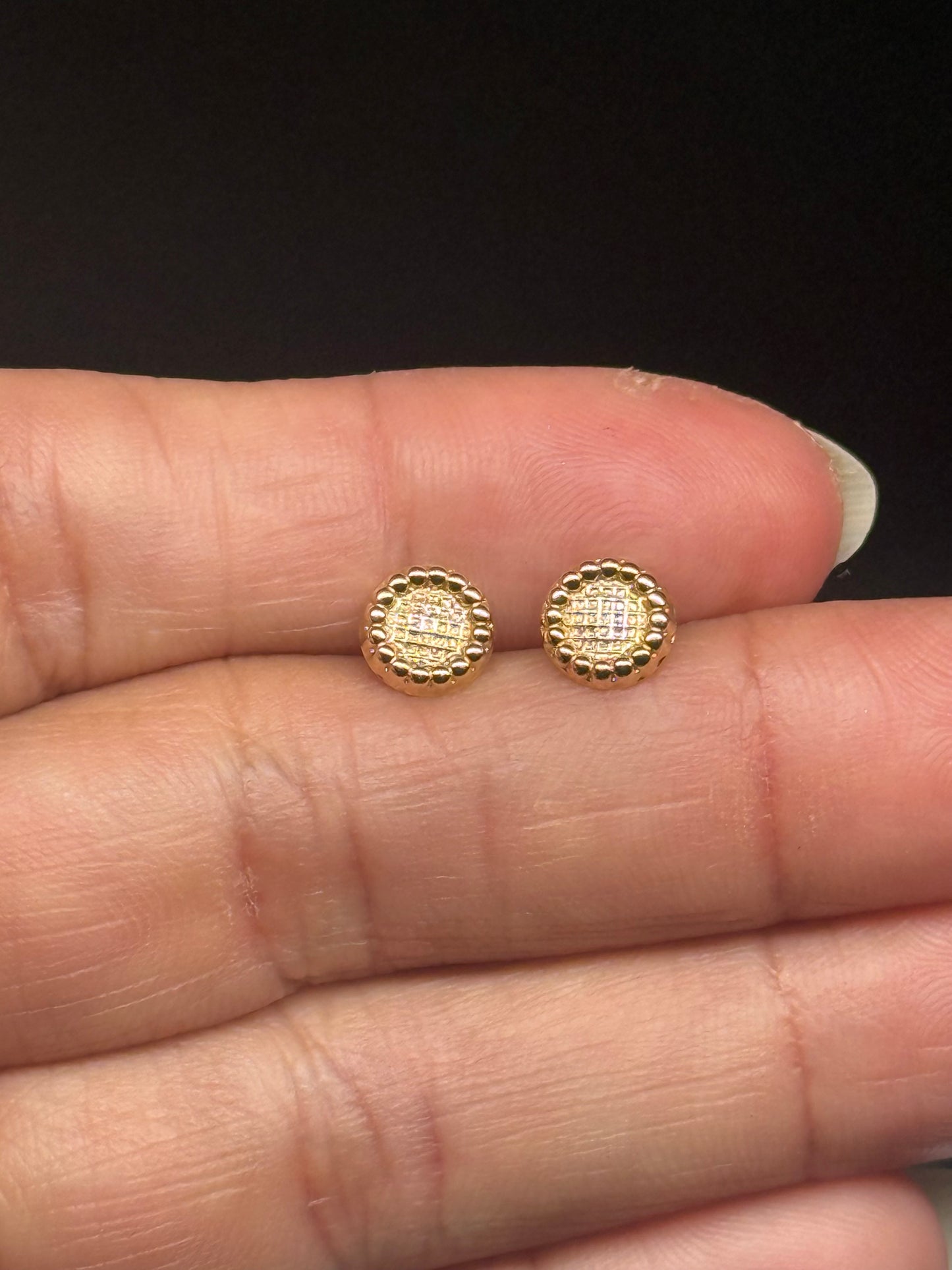 14K Gold Beaded Circle Studs – Shine in Every Detail