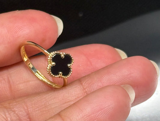 14K Black Clover Ring