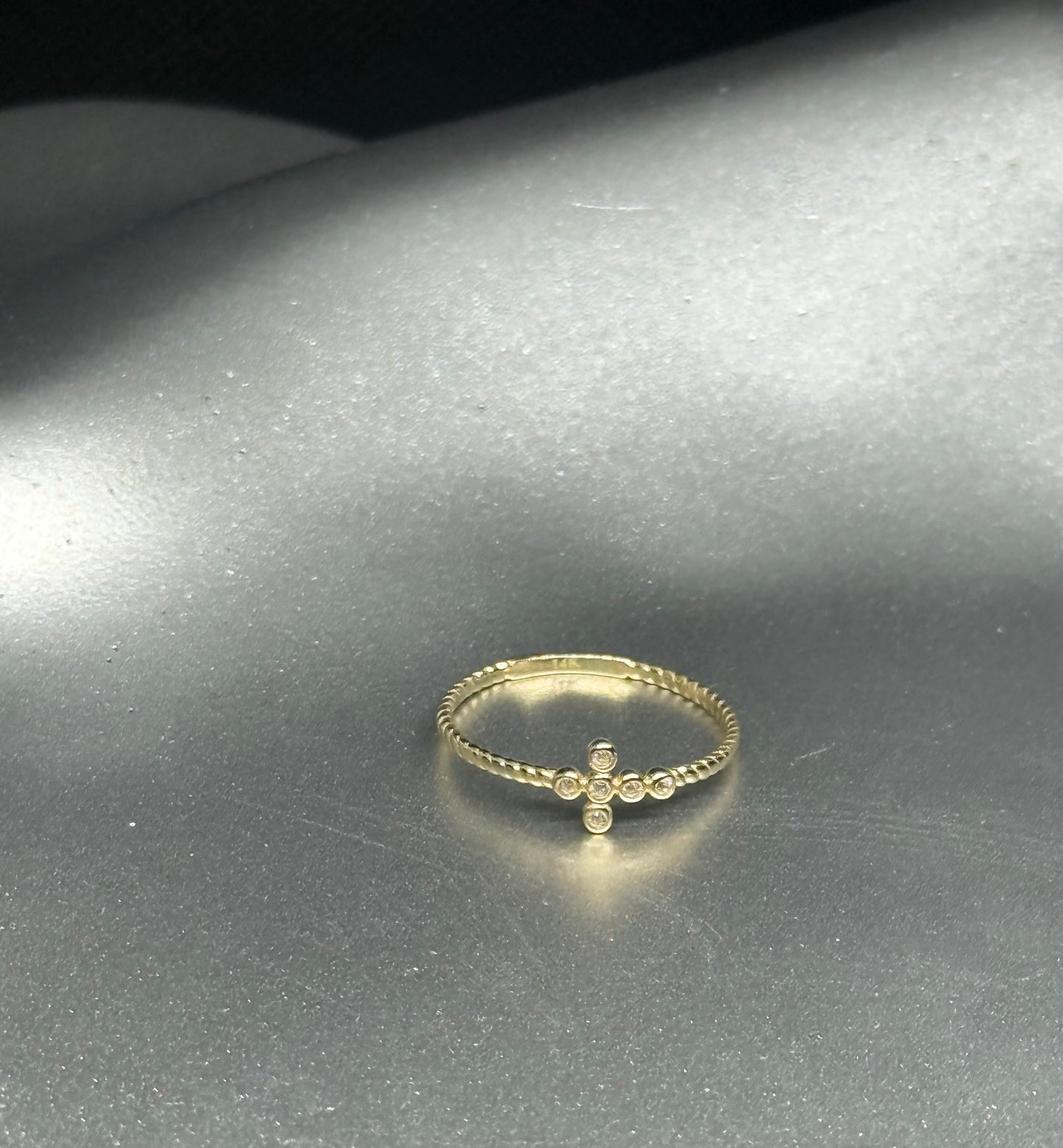 14K Dainty Cross Ring