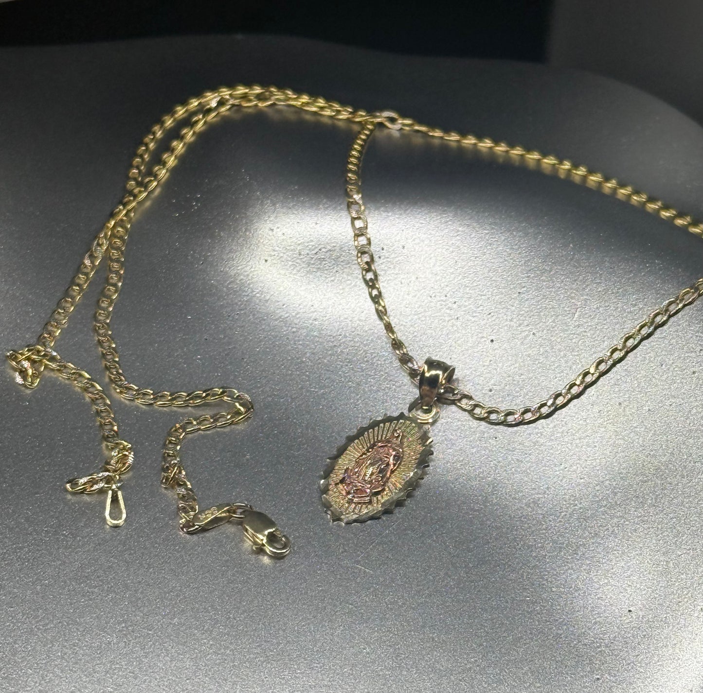 14K Gold Virgen de Guadalupe Pendant Necklace