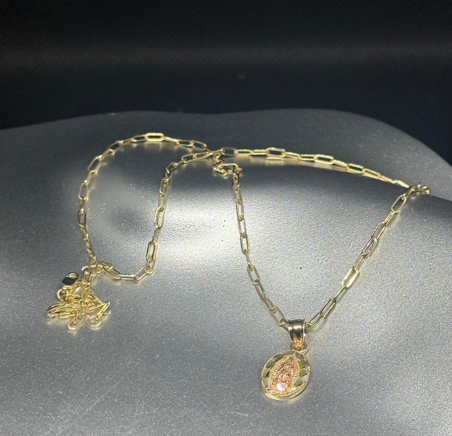 14K Gold Mini Virgen de Guadalupe Pendant Necklace