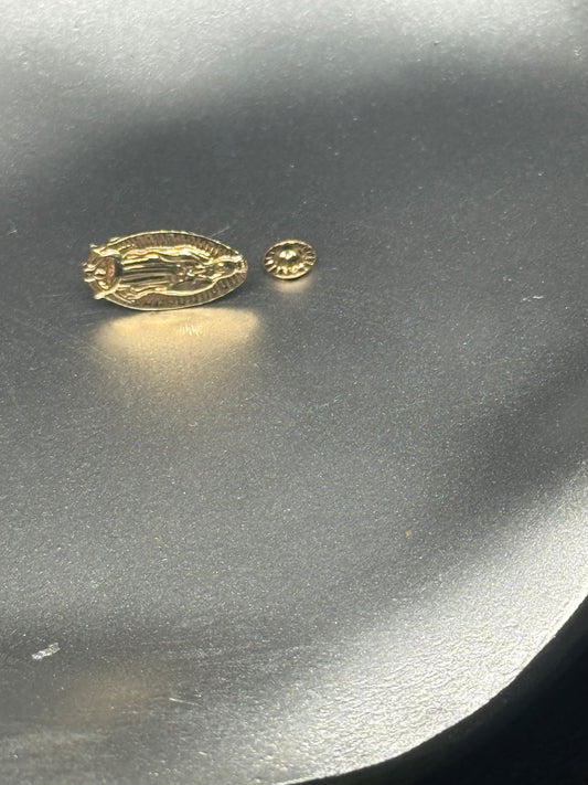 14K Gold Virgen de Guadalupe Stud Earrings