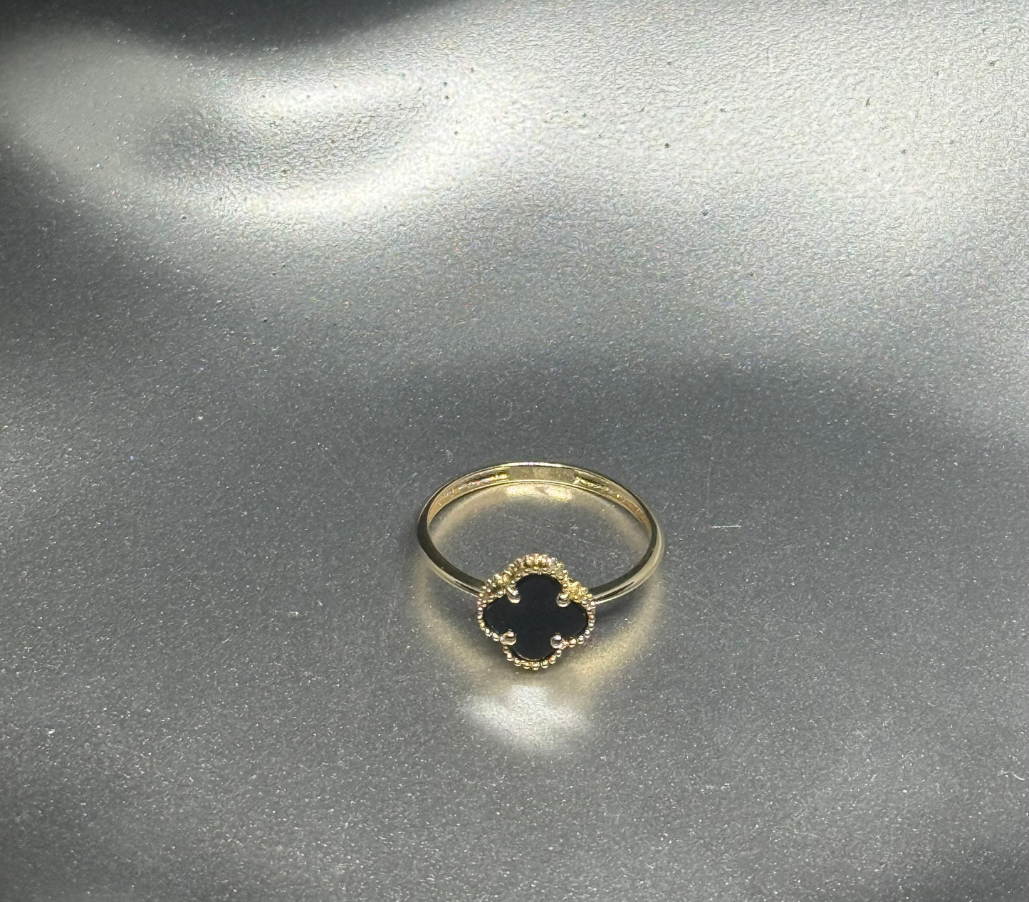 14K Black Clover Ring