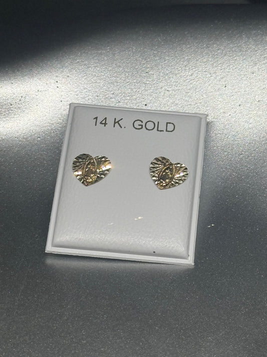 Aretes de Corazón con Virgen – 14K