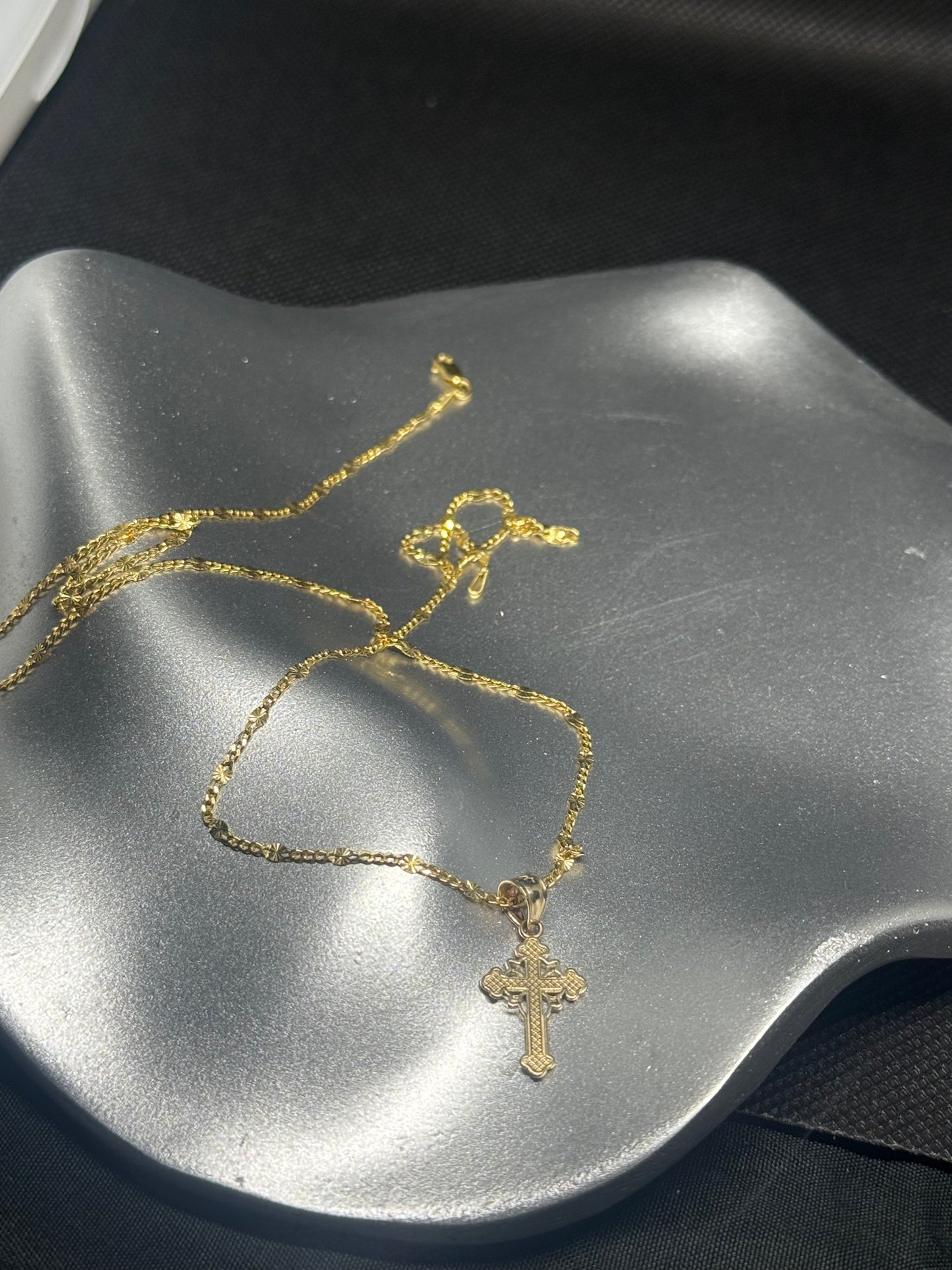 14K Gold Cross Necklace – 20”