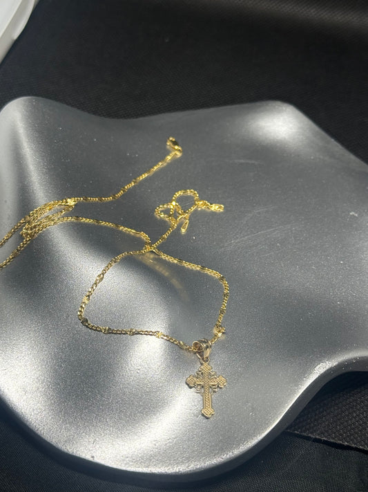 14K Gold Cross Necklace – 20”