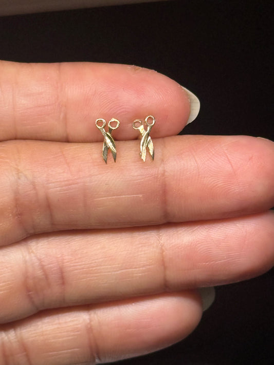 14K Gold Mini Scissors Studs