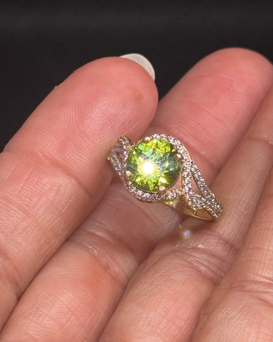 14K Peridot Halo Ring