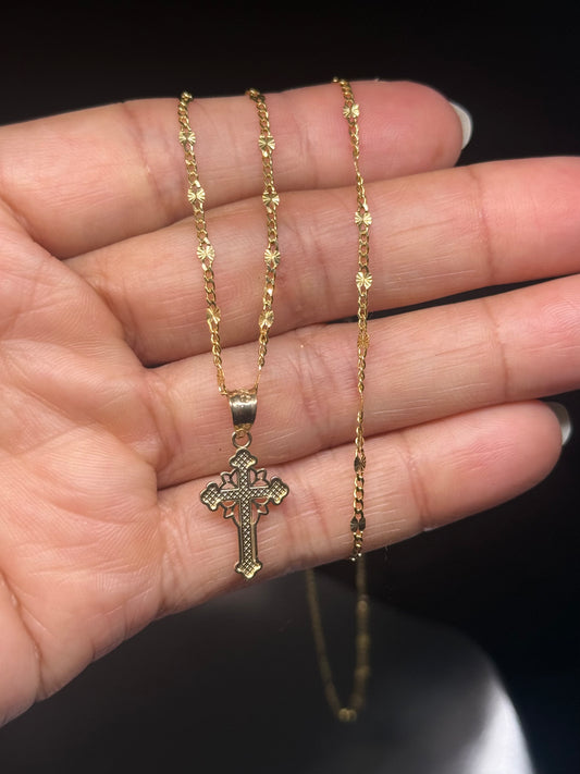 14K Gold Cross Necklace – 20”