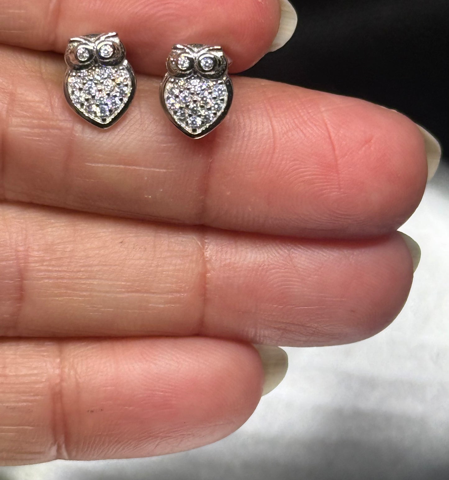 Sterling Silver Owl Stud Earrings
