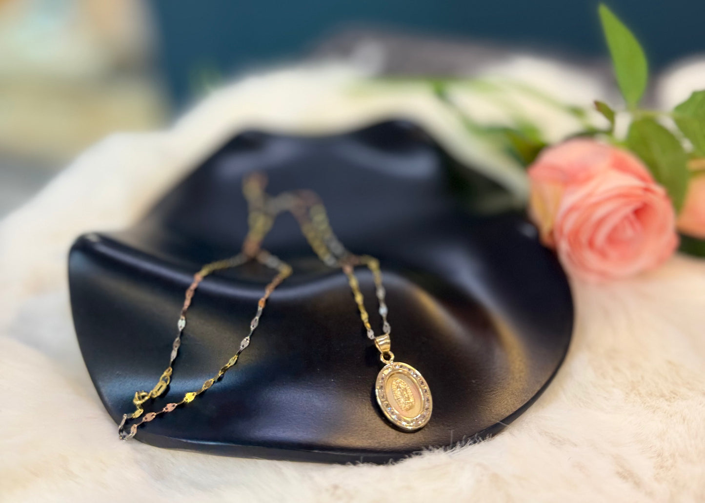 14K Two-Tone Virgin Mary Necklace ✨