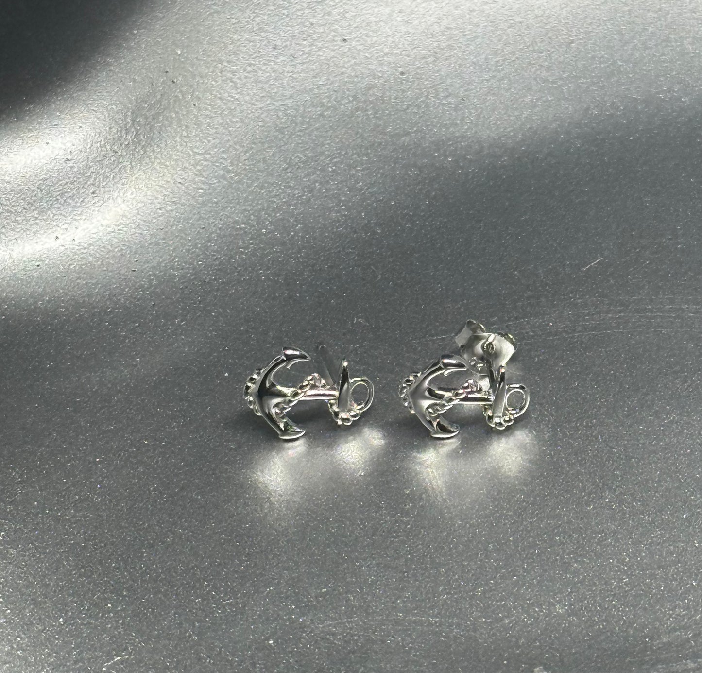 Sterling Silver Anchor Stud Earrings