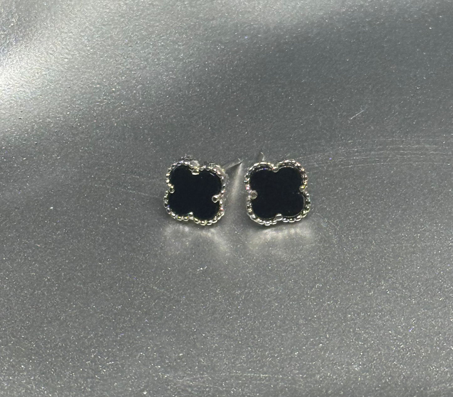 Silver Lucky Clover Stud Earrings