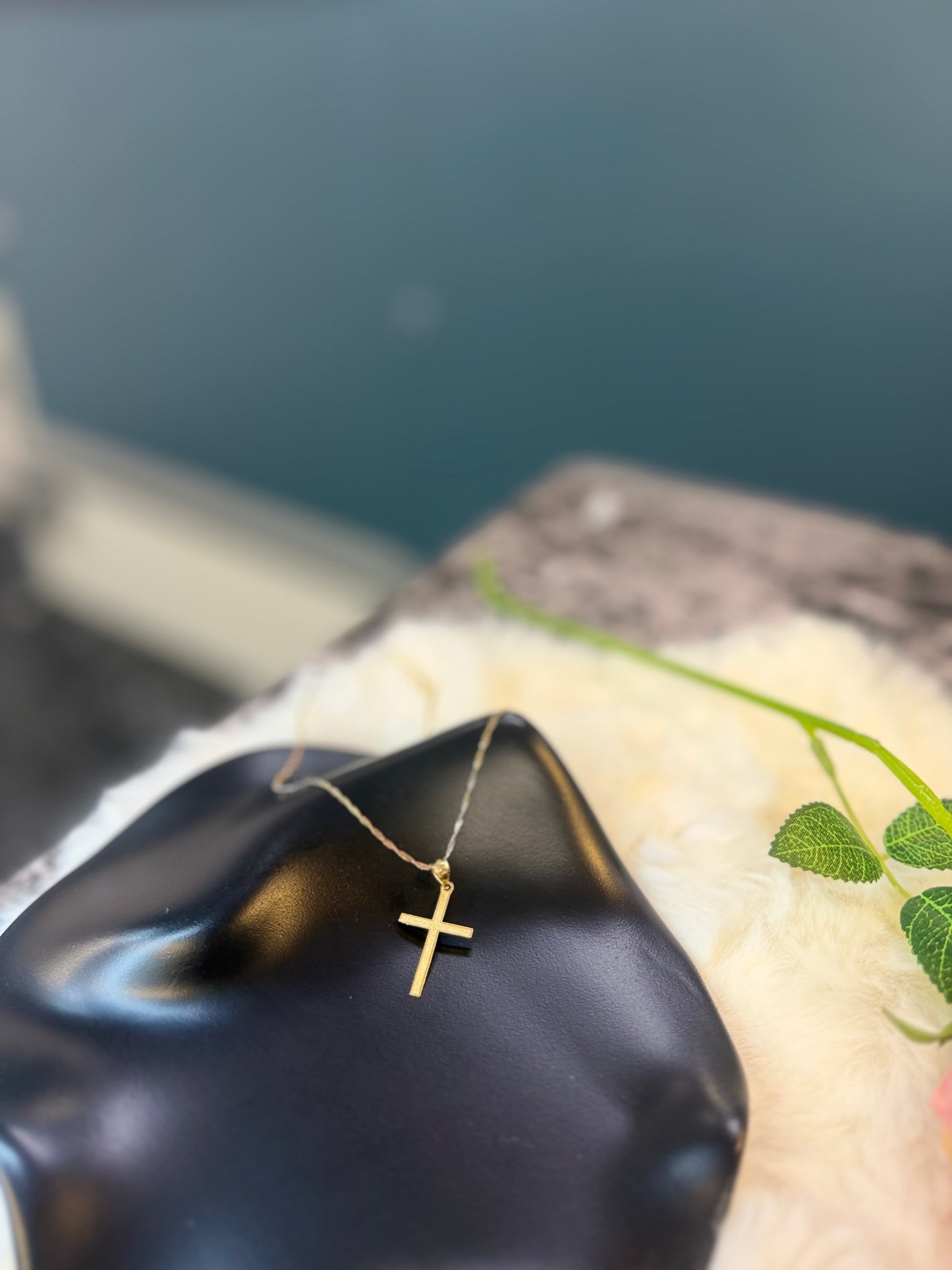 14K Gold Cross Necklace with Chain