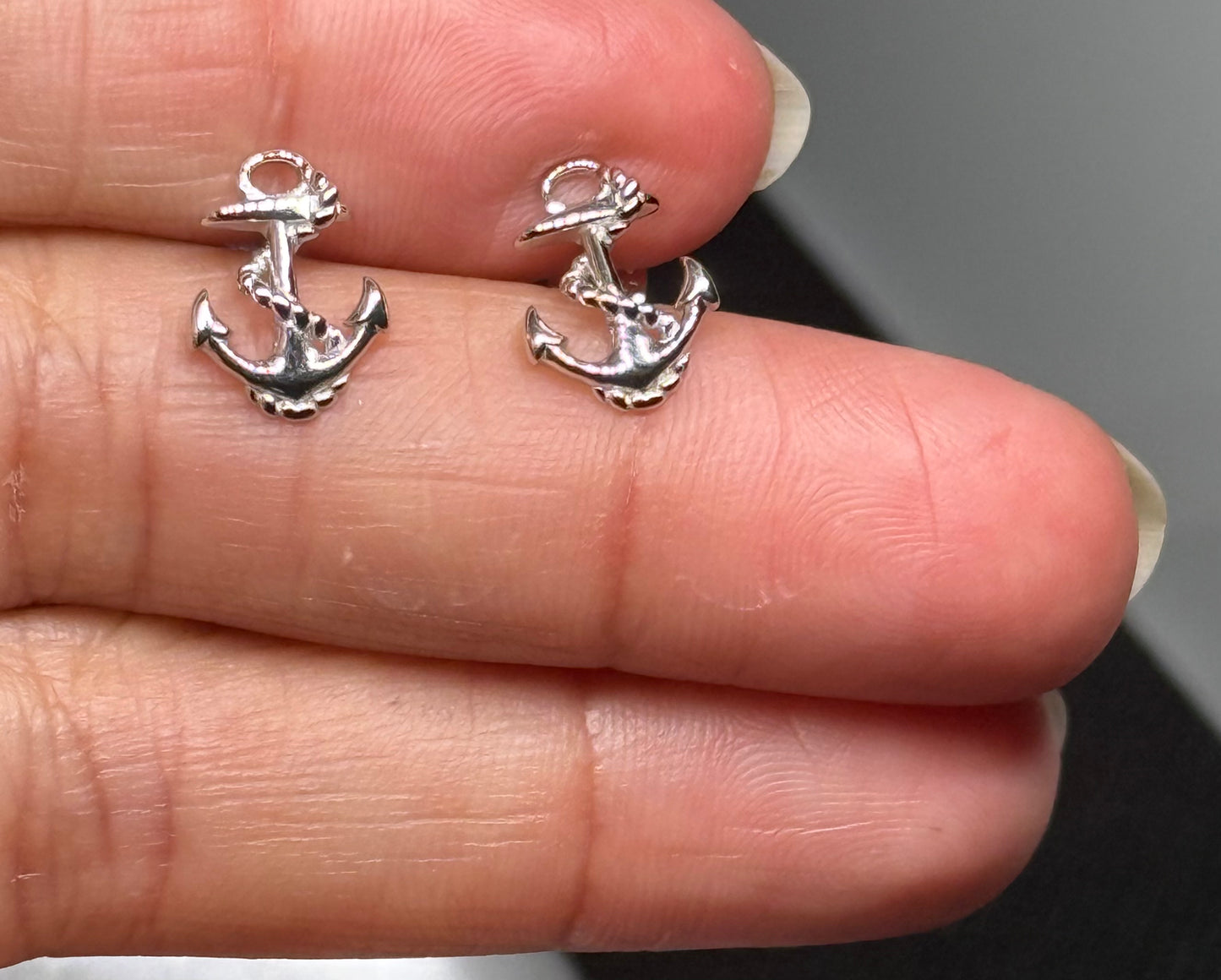 Sterling Silver Anchor Stud Earrings
