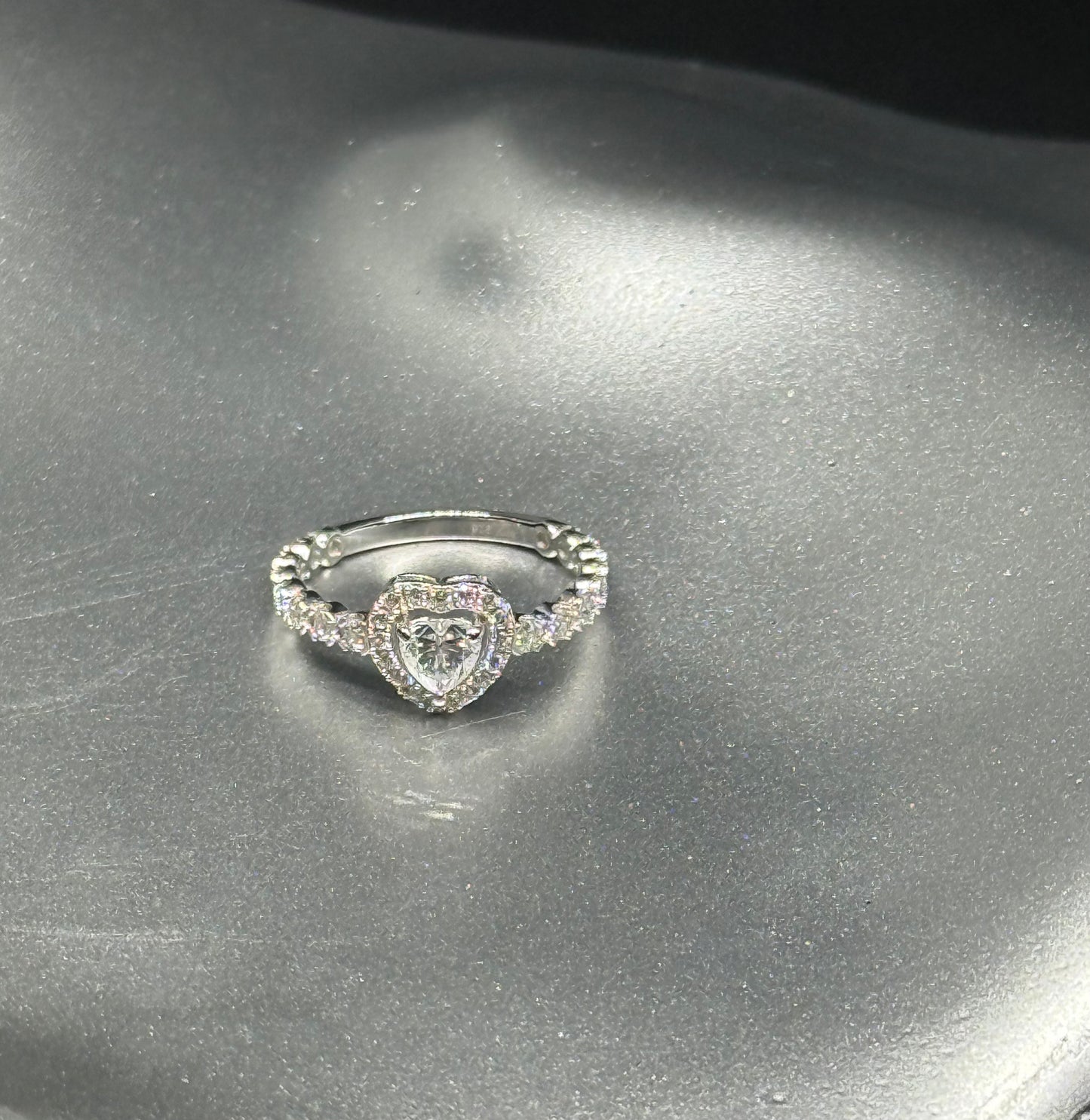 Moissanite Sterling Silver Heart Ring