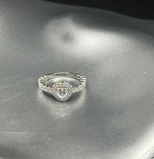 Moissanite Sterling Silver Heart Ring