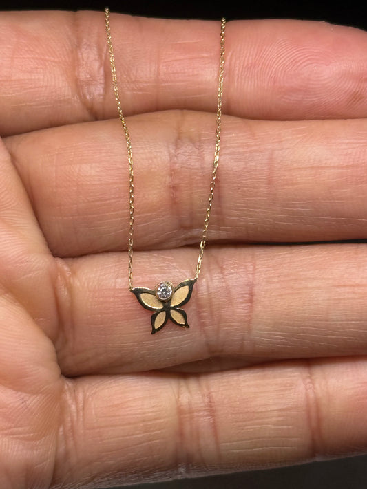14K Gold Butterfly Necklace – “Light Wings”