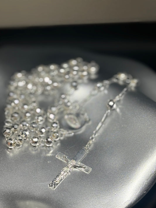 Sterling Silver Rosary Necklace