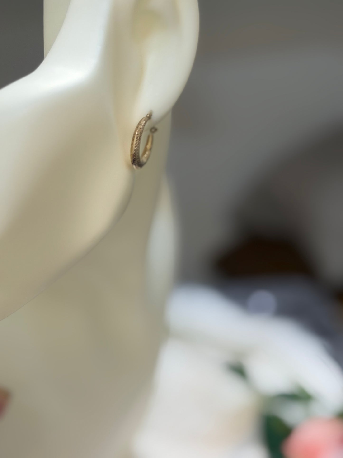 14K Gold Textured Hoop Earrings