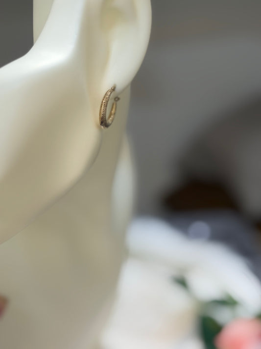 14K Gold Textured Hoop Earrings
