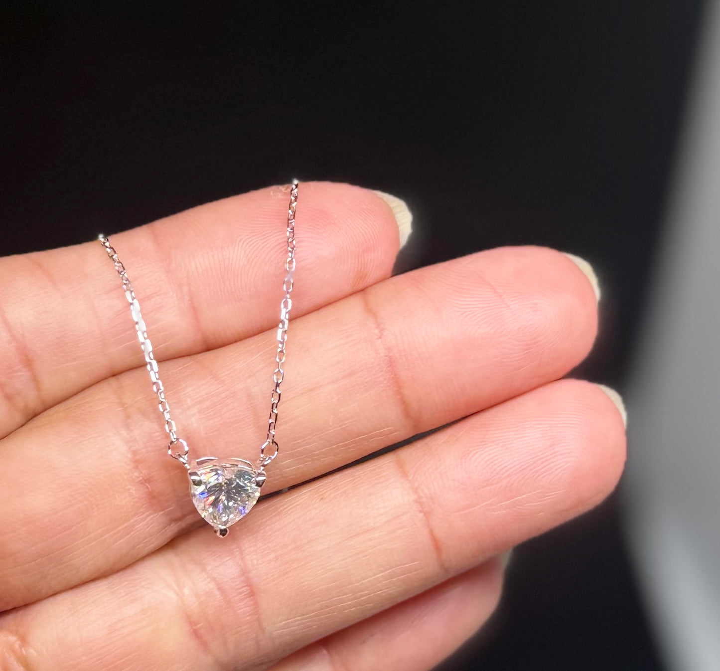 Moissanite Heart Pendant in 925 Silver