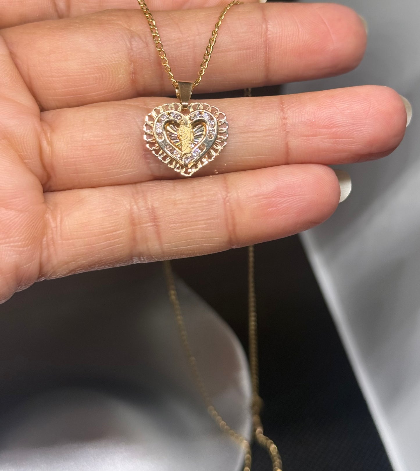 14K Gold San Judas Heart Necklace